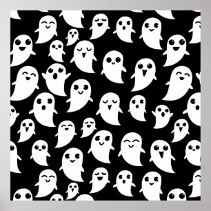 Cute Boo Spook Halloween Cartoon Ghost Poster