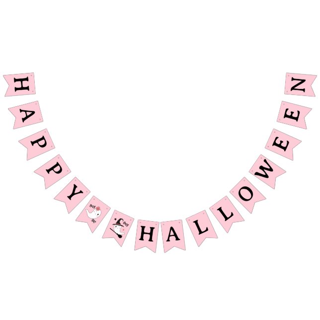 Cute Boo Spooky Ghost Halloween Pink Girl Bunting (All)