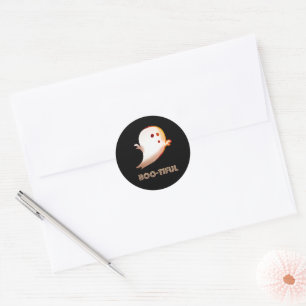 Cute Boo-tiful Halloween Ghost Art Classic Round Sticker