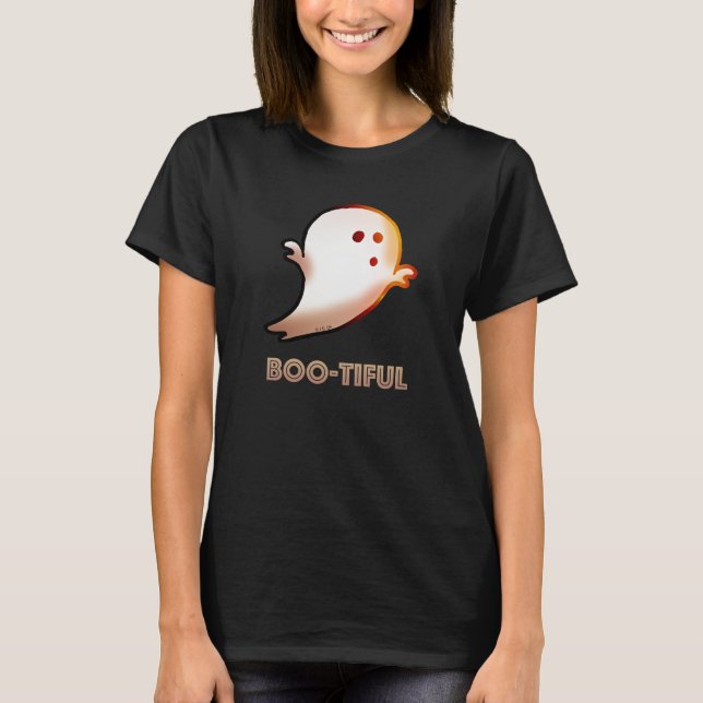 Cute Boo-tiful Halloween Ghost Art T-Shirt (Front)