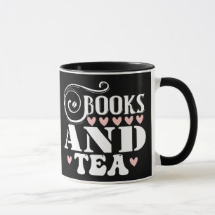 Cute Book and Tea Lovers Heart Mug