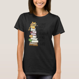 Cute Book  Bookwork Nerd Reading Teacher Kitty Cat T-Shirt