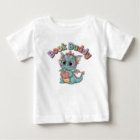 Cute Book Buddy Reading Dragon Baby T Shirt