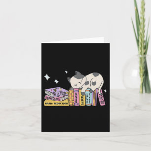 Cute Book Cat Harm Reduction Saves Lives Overdose Card