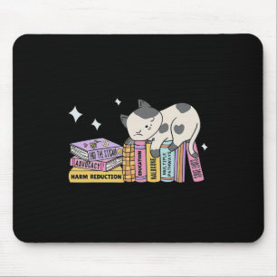 Cute Book Cat Harm Reduction Saves Lives Overdose Mouse Mat
