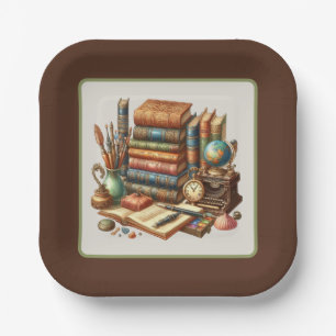 Cute book club party paper plate