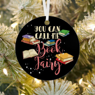 Cute Book Fairy Librarian Holiday Metal Tree Decoration