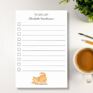 Cute Book Lover Ginger Cat To-Do List Post-it Notes