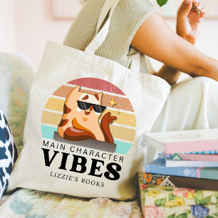 Cute Book Lover Main Character Vibes Custom Tote Bag