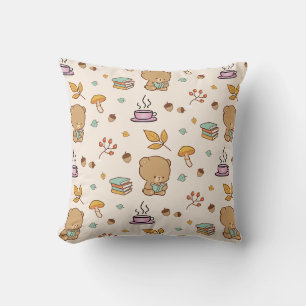 Cute Book Lovers Bear Pattern Cushion