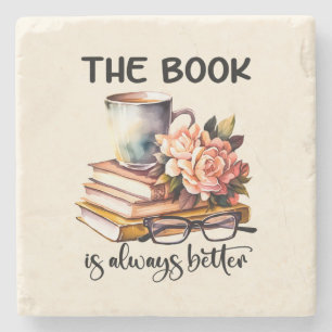 Cute book lovers word art  stone coaster