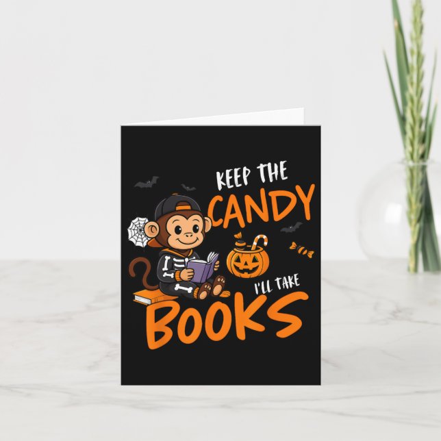 Cute Book Reader Halloween Reading Bookworm Boys G Card (Front)