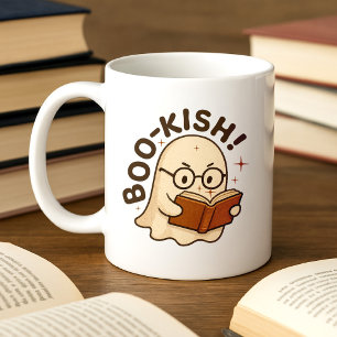 Cute Book Reading Ghost Funny Bookworm Halloween Coffee Mug