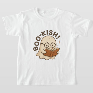 Cute Book Reading Ghost Funny Bookworm Halloween T-Shirt