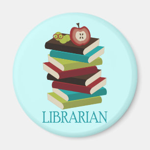 Cute Book Stack Librarian Gift Magnet