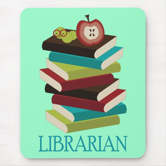 Cute Book Stack Librarian Gift Mouse Mat (Front)