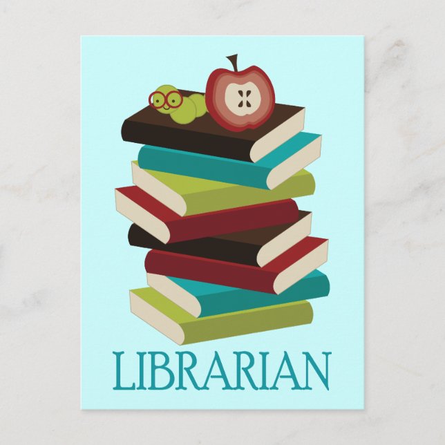 Cute Book Stack Librarian Gift Postcard (Front)