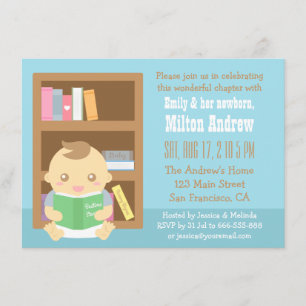 Cute Book Themed, Baby Boy Shower Invitation