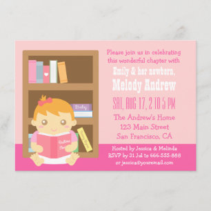 Cute Book Themed, Baby Girl Shower Invitation