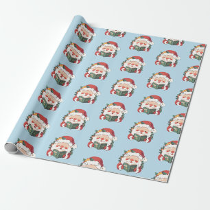 Cute Bookish Santa Claus Wrapping Paper