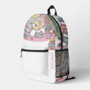 Cute Bookshelf Book Lover School Custom Name Printed Backpack