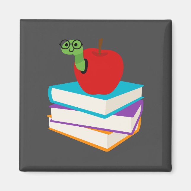 Cute bookworm children's design magnet (Front)