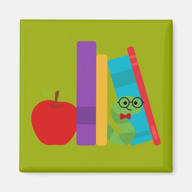 Cute bookworm children's design magnet (Front)