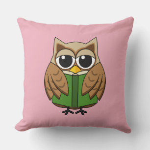 Cute Bookworm Owl Reading Book Cartoon Cushion