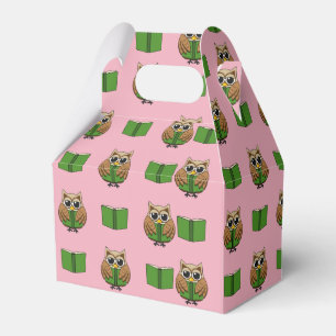 Cute Bookworm Owl Reading Book Cartoon Favour Box