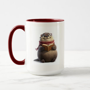 Cute Bookworm Sea Otter Reading Glasses Coffee Mug