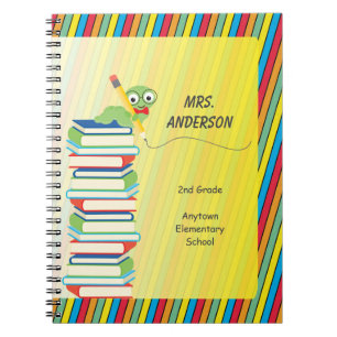 Cute Bookworm Sitting on Books Personalised
