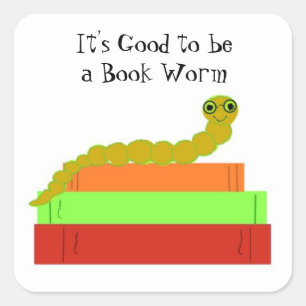 Cute Bookworm Square Sticker