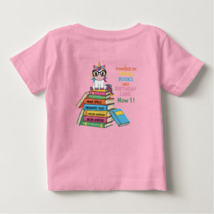 Cute Bookworm Unicorn 1st Birthday Magical Readi Baby T-Shirt
