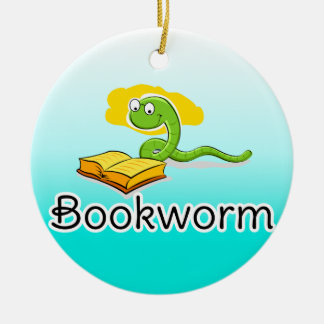 Cute Bookworm w/Glasses Ceramic Tree Decoration