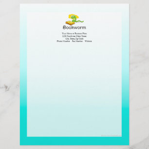 Cute Bookworm w/Glasses Letterhead Template