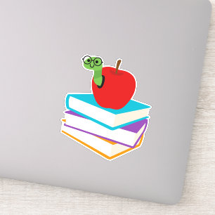 Cute bookworm with apple children's design