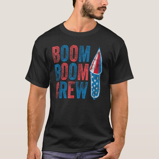 Cute Boom Boom Crew 4th of July Fireworks Family M T-Shirt (Front)