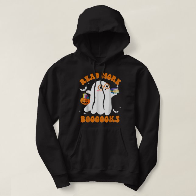 Cute Booooks Ghost Read More Books Funny Teacher H Hoodie (Design Front)