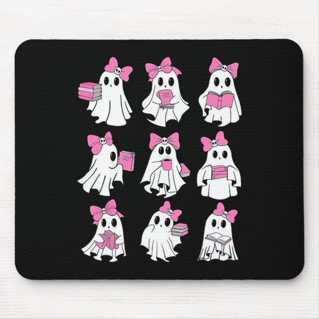 Cute Booooks Ghost Read More Books Funny Teacher H Mouse Mat (Front)