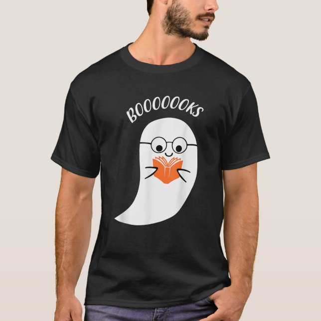 Cute Booooks Ghost Read More Books Funny Teacher H T-Shirt (Front)