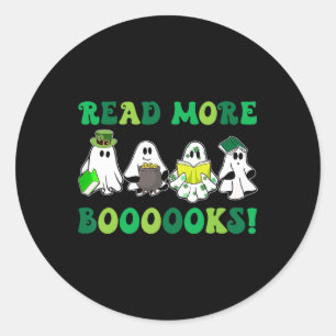 Cute Booooks Ghost Read More Books Funny Teacher S Classic Round Sticker