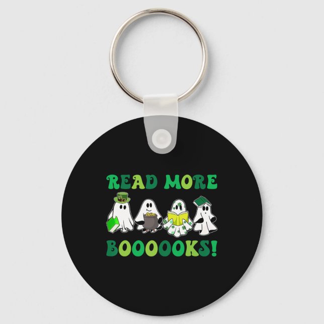 Cute Booooks Ghost Read More Books Funny Teacher S Key Ring (Front)