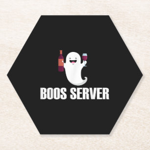 Cute Boos Server Bartender Waitress Halloween Paper Coaster