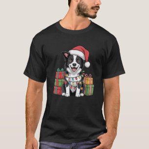Cute Border Collie Christmas Design Funny Dog Love T-Shirt