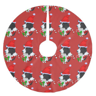 Cute Border Collie Christmas Merry Brushed Polyester Tree Skirt