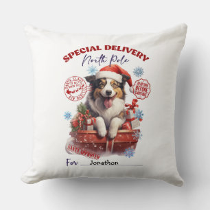 Cute Border Collie Christmas Throw Pillow