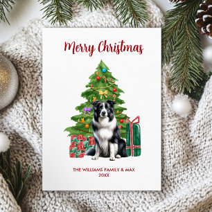 Cute Border Collie Dog Family Christmas Holiday Card
