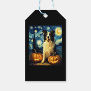 Cute Border Collie Dog Halloween Jack O Lantern Pu Gift Tags