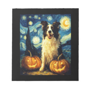 Cute Border Collie Dog Halloween Jack O Lantern Pu Notepad
