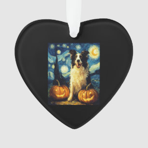 Cute Border Collie Dog Halloween Jack O Lantern Pu Ornament